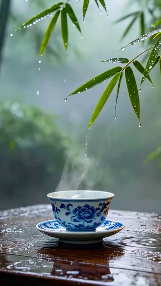 竹林国风雨景