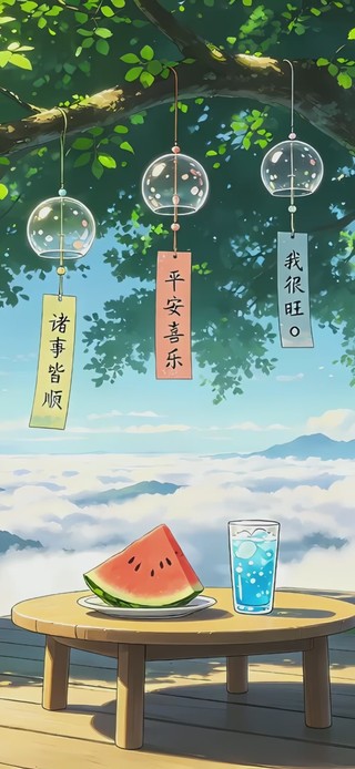 风铃摇云海，树下夏风甜