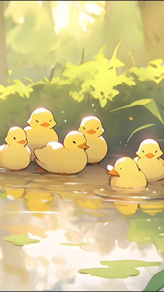水塘小鸭