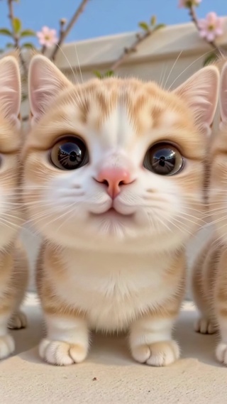 三只并排歪头的橘猫宝宝