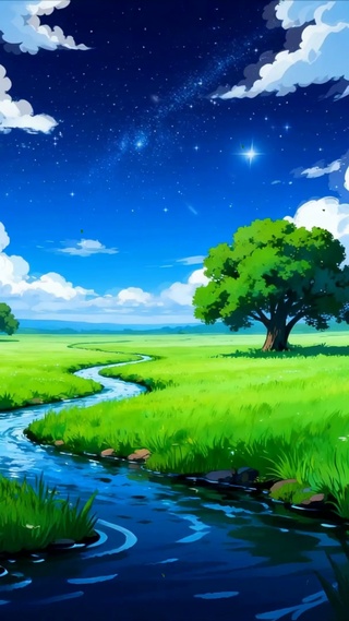 护眼树木河流绿景