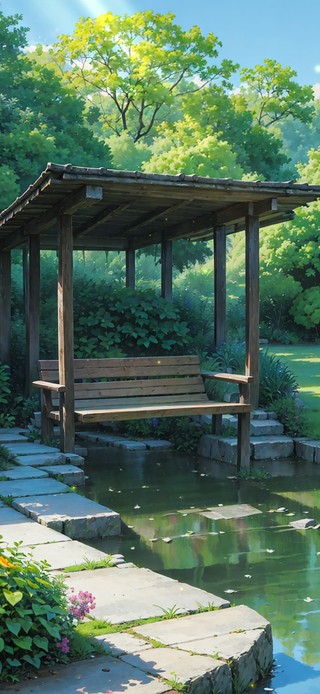 4K唯美治愈小溪庭院