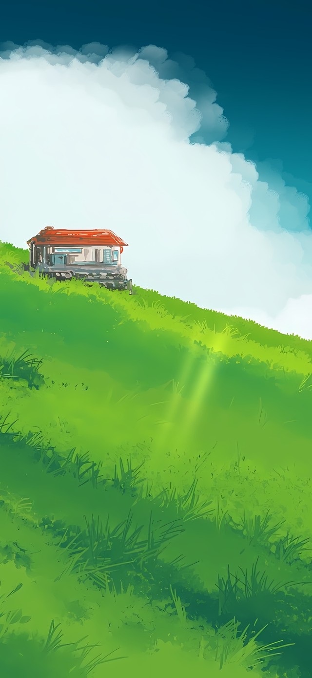 唯美的绿色山坡