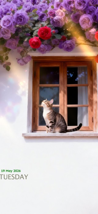 花窗与猫的午后