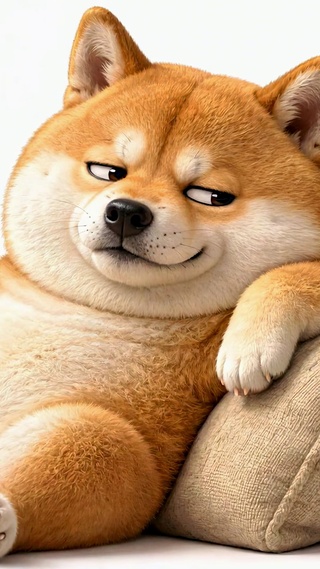 慵懒摆烂可爱柴犬