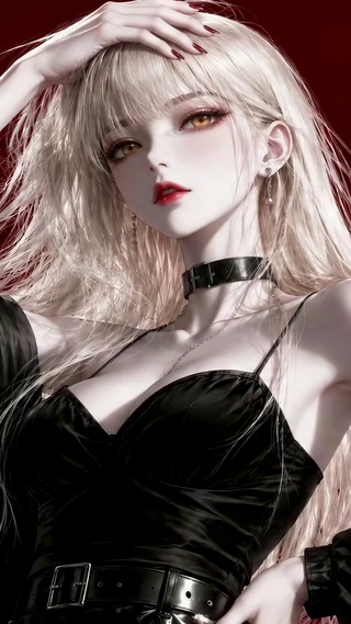 酷飒银发二次元美少女