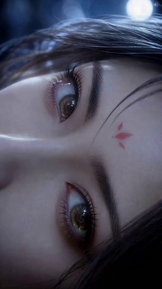 古风花钿美人眼眸特写