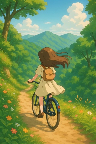 夏日林间小路清风徐徐 清纯美女