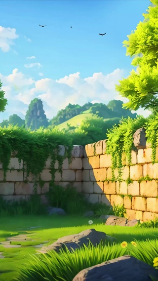 绿色护眼山谷遗迹