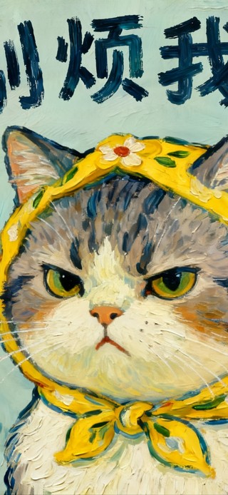 油画搞怪风 生气的喵！