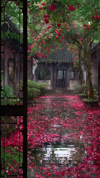 雨中院落