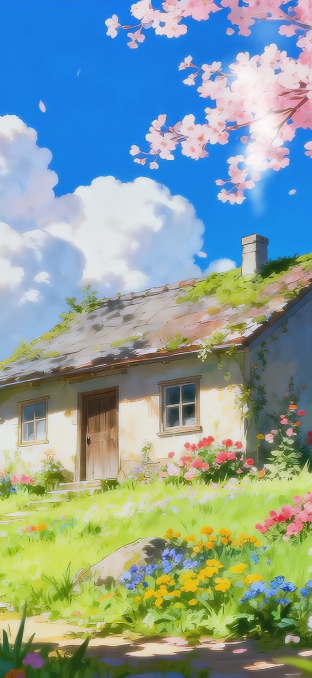 樱花树下的小屋