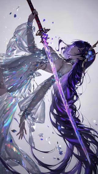 紫发炫彩执剑少女