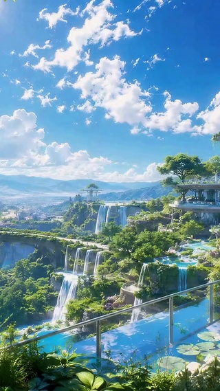 梦幻治愈未来生态城市风景