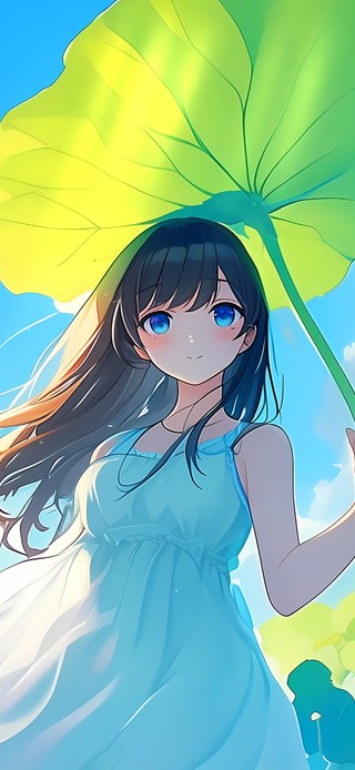 荷叶下的女孩