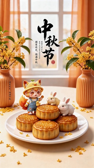 中秋快乐与兔共渡中秋声声影影