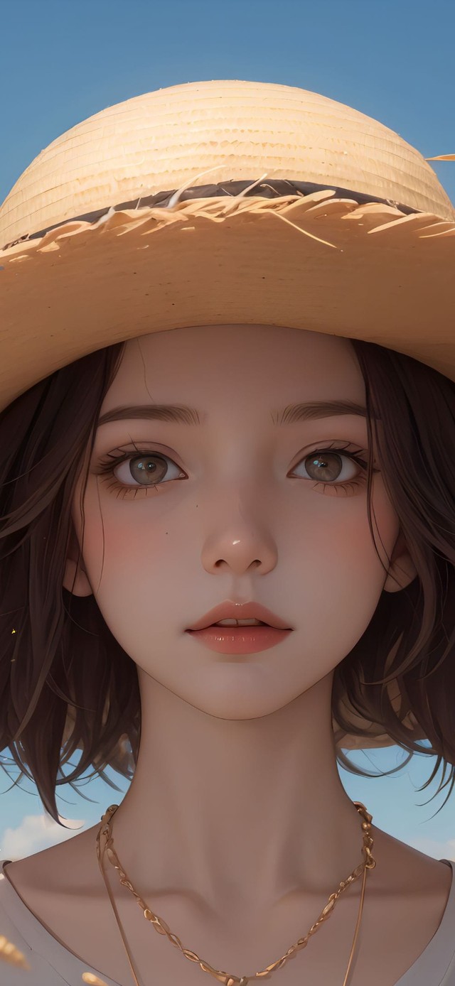 麦田草帽女孩