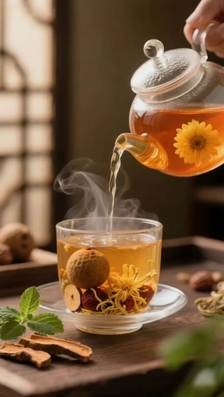 《菊香伴盏，暖茶润心》
