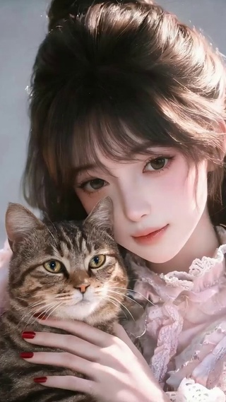 女孩与猫咪