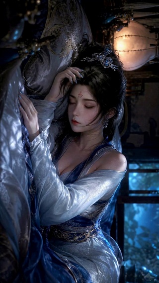 古风蓝纱安睡美人