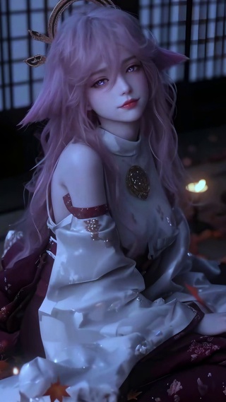 秋叶烛光CG少女