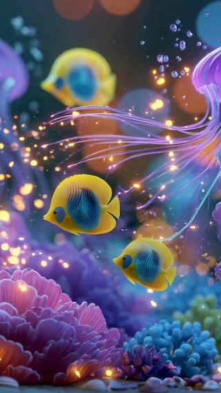 梦幻发光海底水母世界