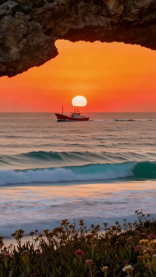 礁石拱门日落海景