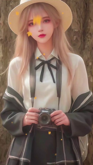 枫叶林中美少女