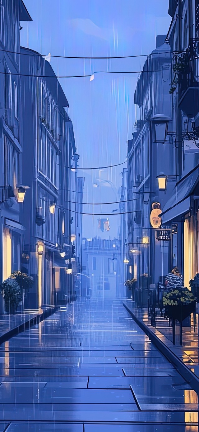 雨中的静谧街道