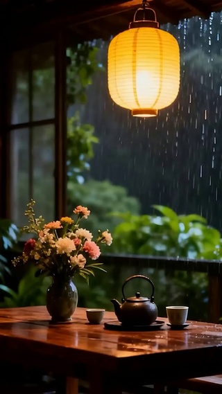 窗外雨天