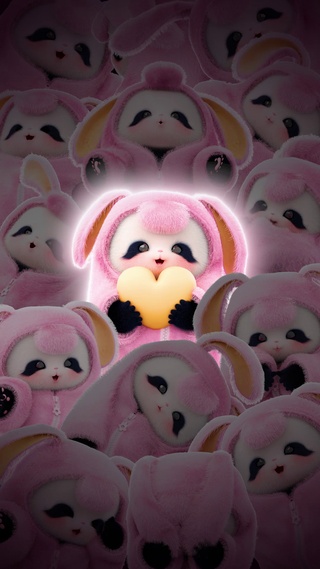 熊非熊粉兔兔发光壁纸
