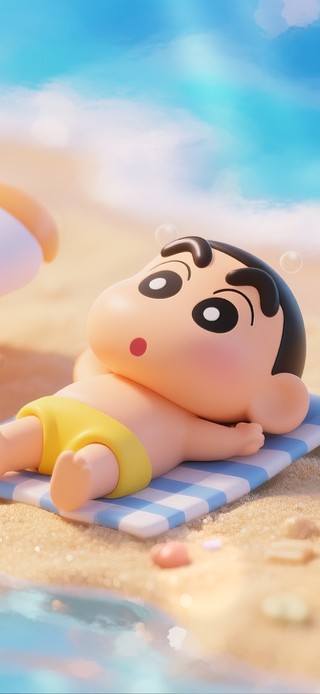 清新夏威夷海滩日光浴的小新