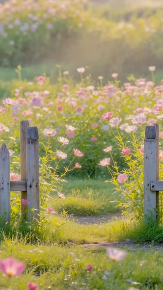 晨光烂漫花田治愈风景