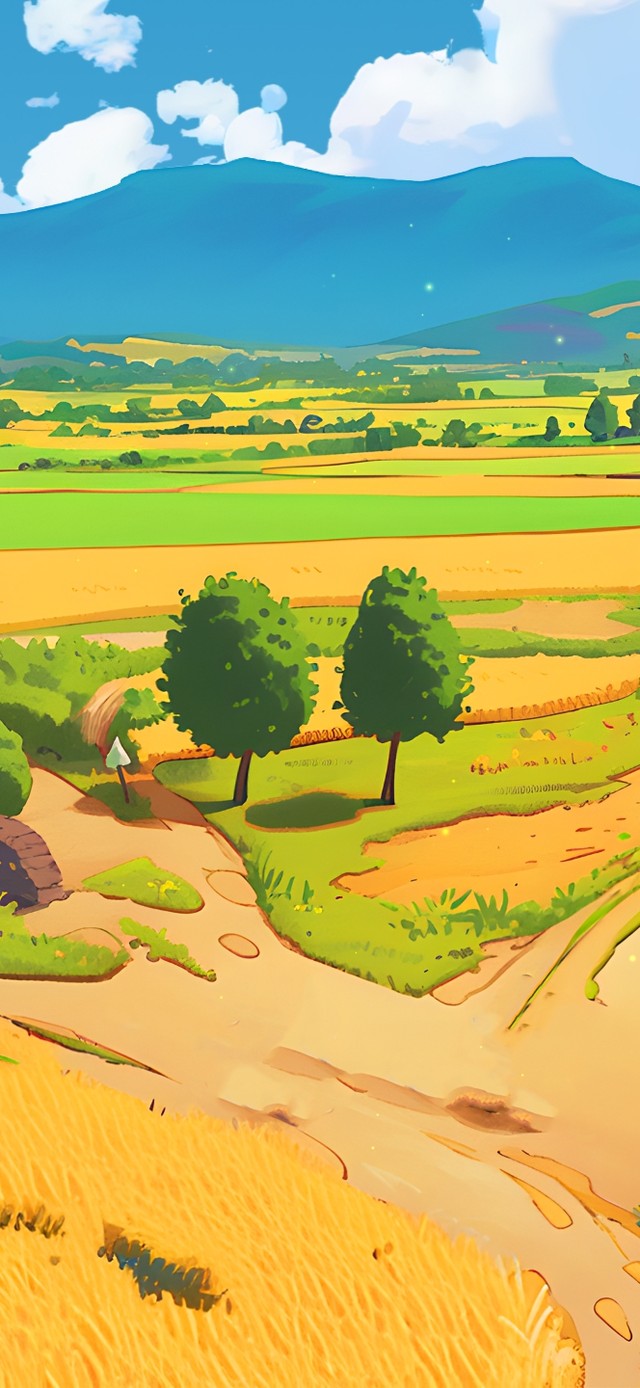 白云下金色麦田