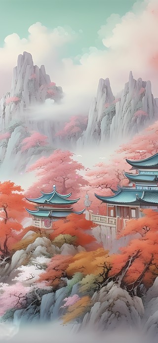 4K治愈粉色桃花山水