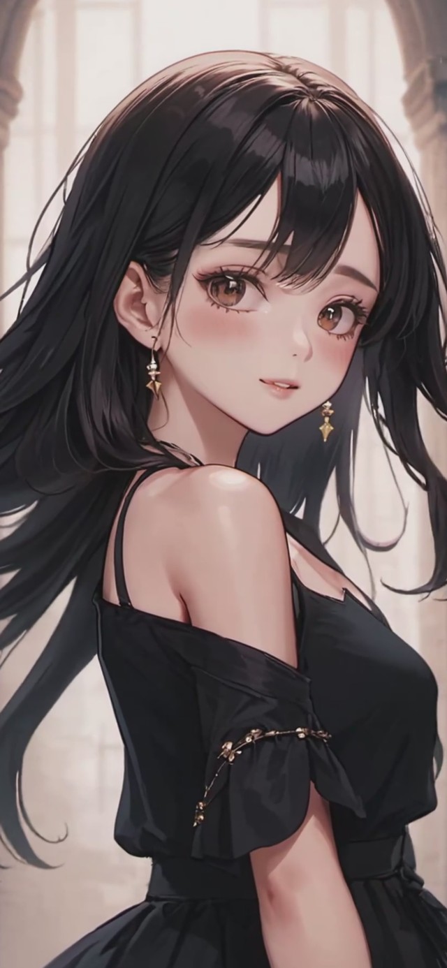 教堂里的黑衣卡通少女美女-4K