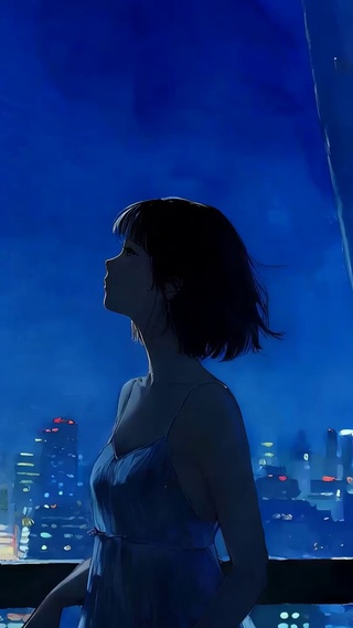 星空下女孩