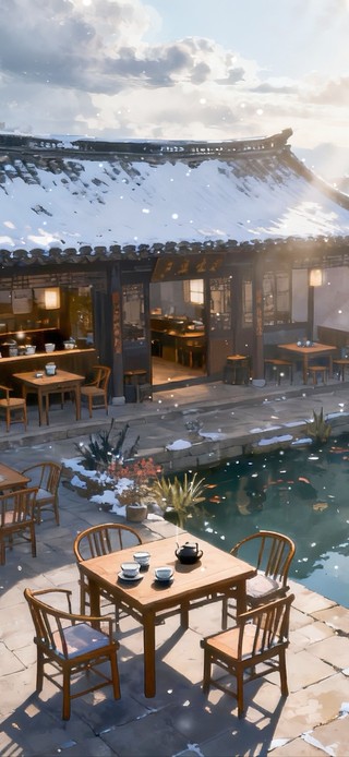 冬日四合院茶馆