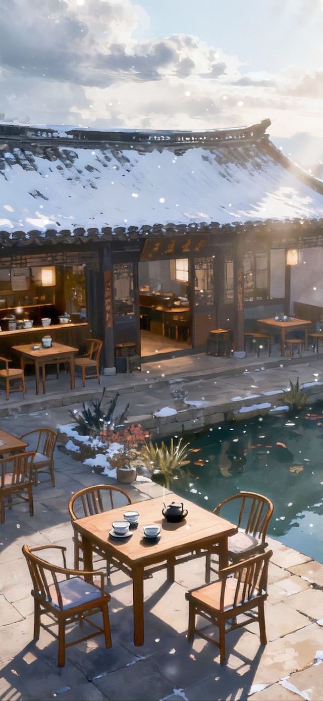 冬日四合院茶馆