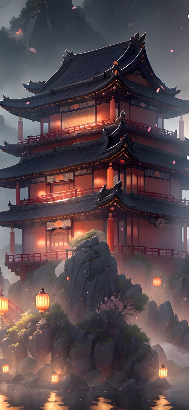 4K高清古风意境阁楼风景壁纸