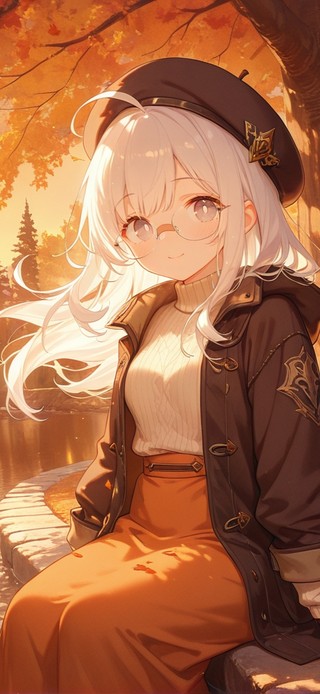 唯美秋叶少女