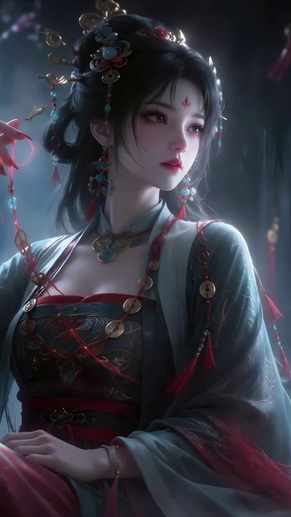 氛围感汉服红线美人