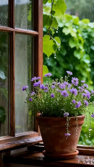 护眼雨天树木