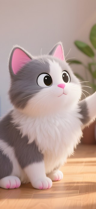吹风扇的猫咪