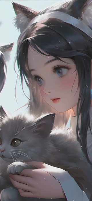 可爱女孩与萌宠