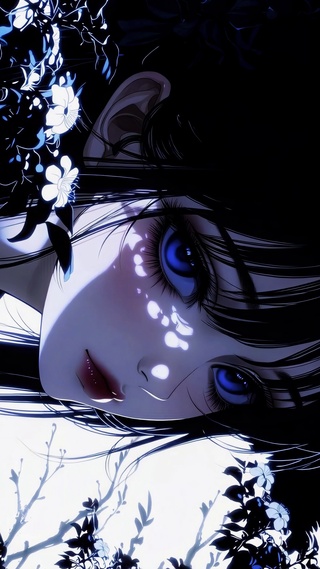 暗夜花影蓝瞳动漫美少女