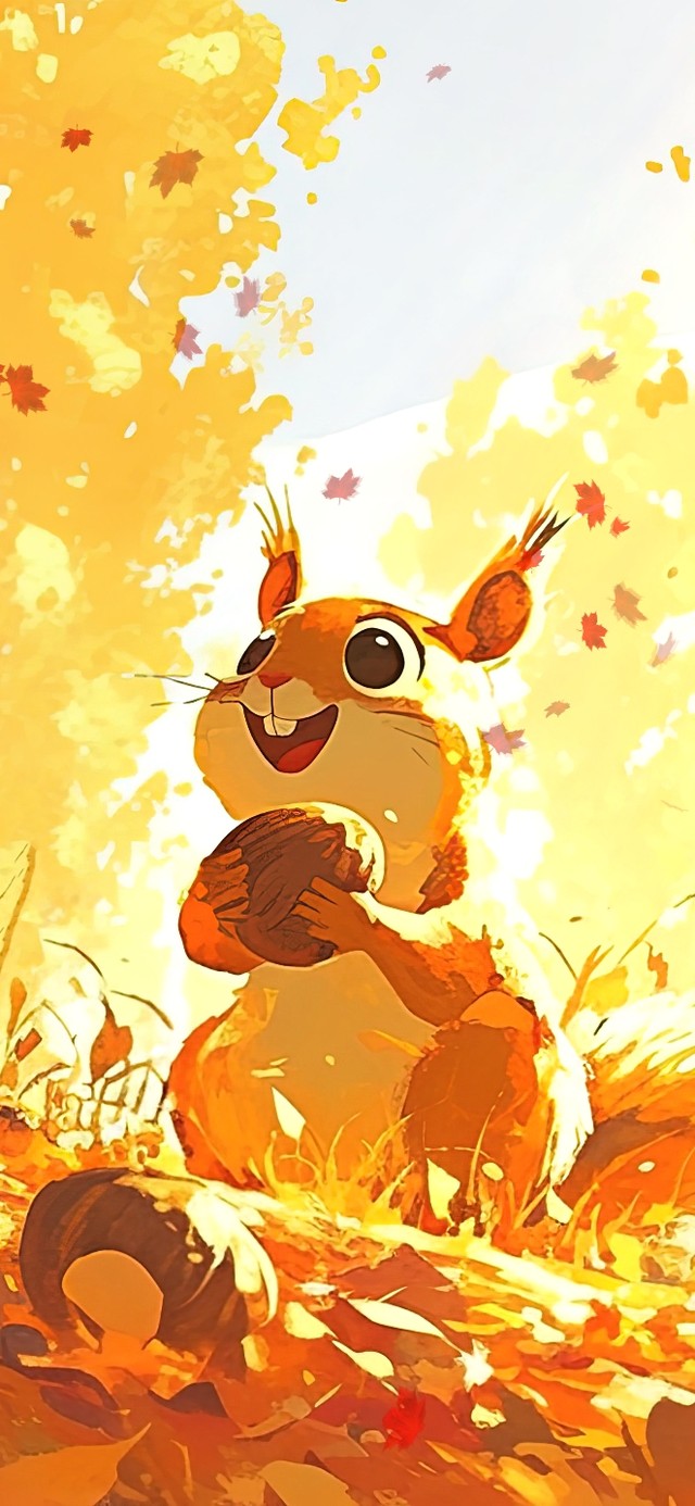 捧着松果的松鼠(风景手机动态壁纸) - 风景手机壁纸下载 - 元气壁纸