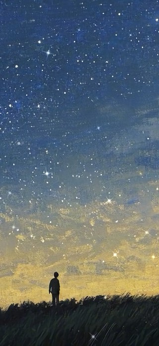 花漾壁纸|星空下的草地