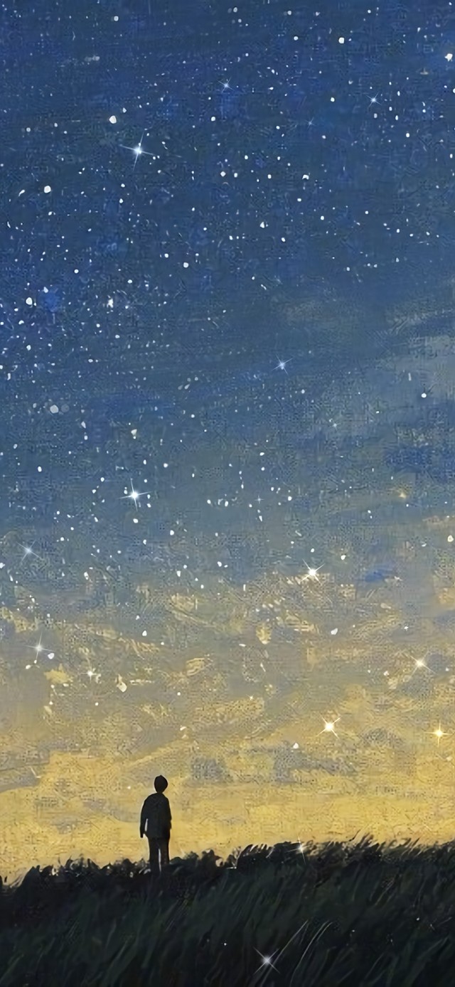 花漾壁纸|星空下的草地