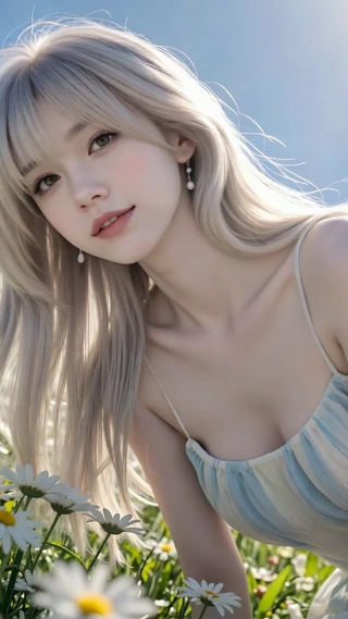 雏菊花海清纯美女